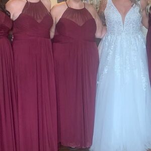 Azazie Burgundy Halter Bridesmaid Dress